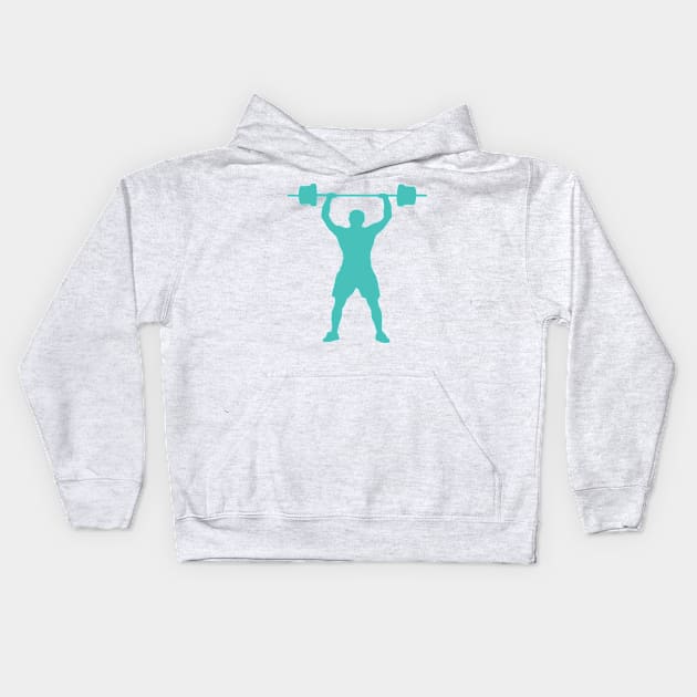 Bodybuiling Weightlifter In Blue Kids Hoodie by pabrun